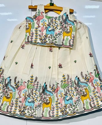 Innovative Desirable Pure Cotton Silk Lehengha Choli-Beige / 2-3 years