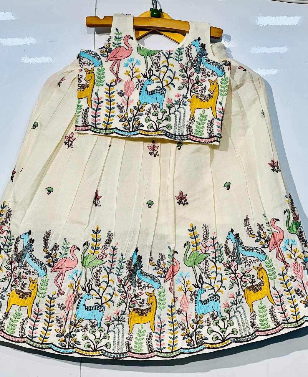 Innovative Desirable Pure Cotton Silk Lehengha Choli-Beige / 2-3 years
