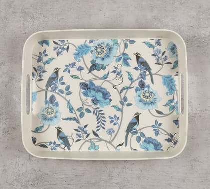 India Circus Azur Blooms Rectangle Large Bamboo Tray