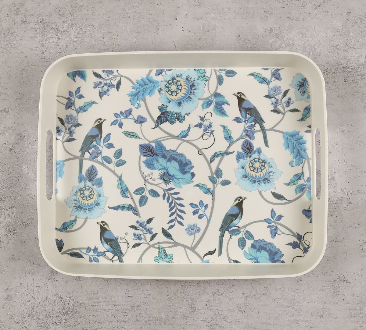 India Circus Azur Blooms Rectangle Large Bamboo Tray