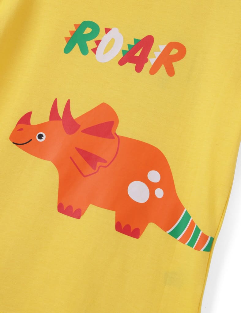 Top Kids Boys T shirt Cotton Dandelion Yellow Roar Dino 2025 at ShopCircuit | ONDC