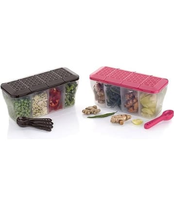 analog kichenware Dal/Masala/Vegetable Plastic Multicolor Pickle Container ( Set of 2 )