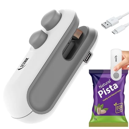Seznik Portable Mini Sealing Machine, Handheld Sealer for Food Packets, Snacks, Chips, Fresh Storage, Plastic Bags Sealing Machine, 1 YEAR Warranty (White)