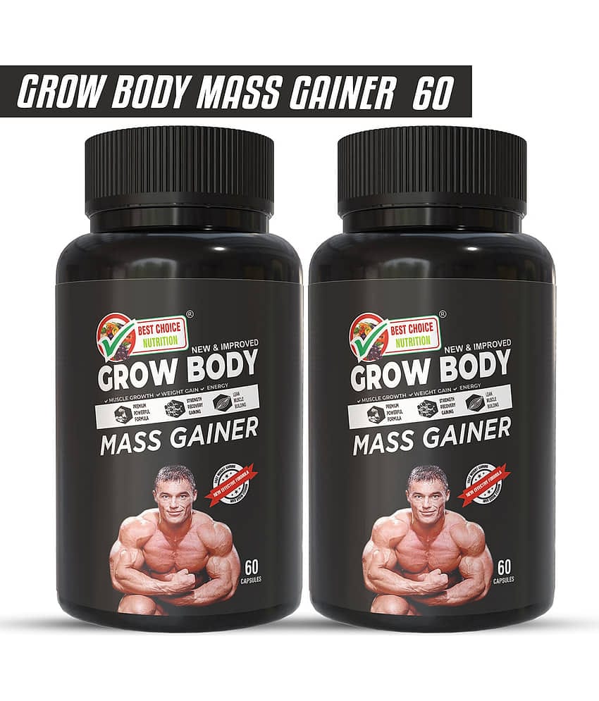 Best Choice Nutrition Grow Body Capsule for Muscle Building Weight & Mass Gain 60 No.s (Pack of 2)