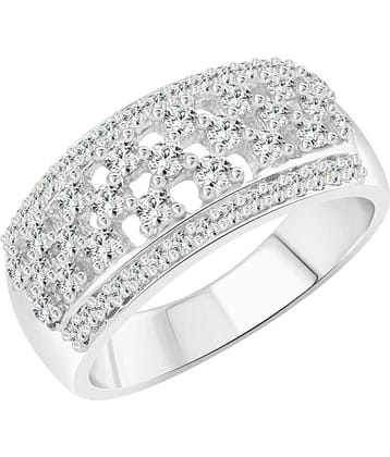Vighnaharta Bridal Shine CZ Rhodium Plated Alloy Ring For Girls and Women - [VFJ1174FRR13]