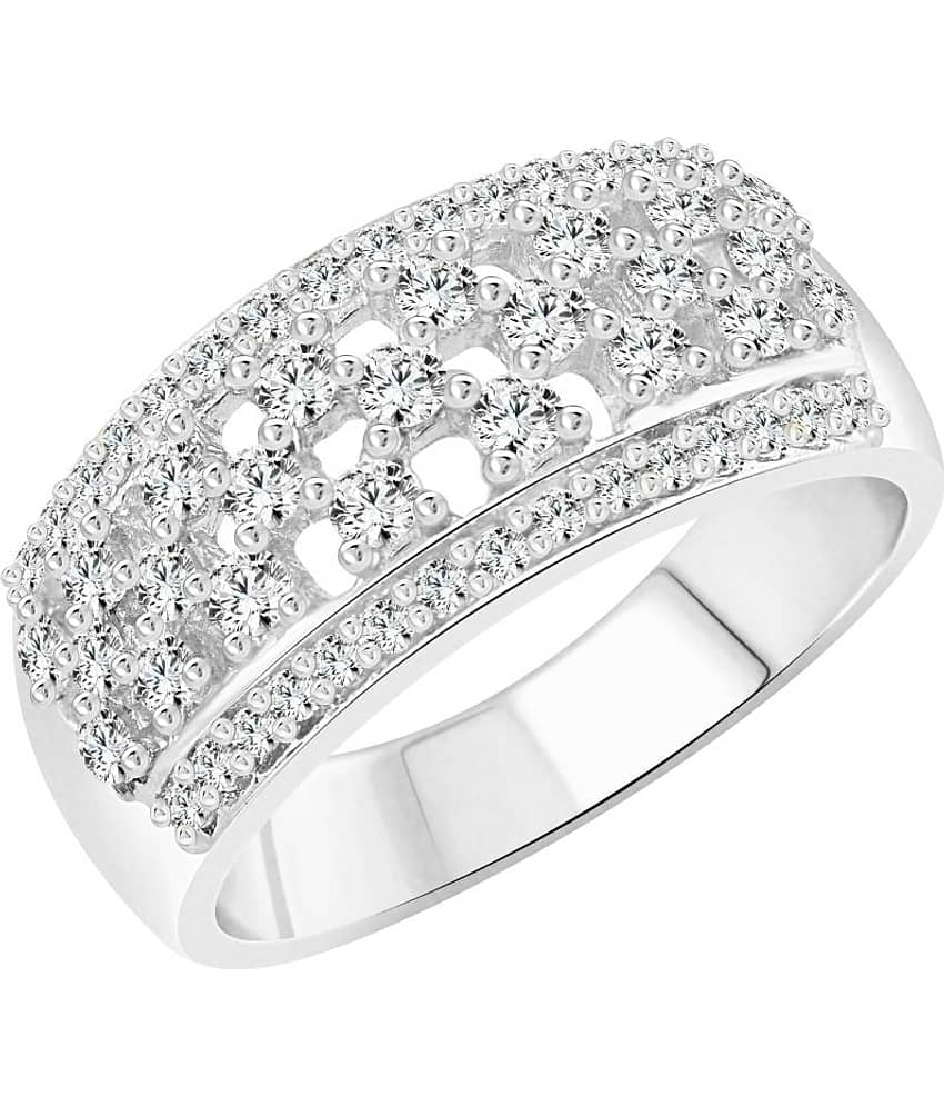 Vighnaharta Bridal Shine CZ Rhodium Plated Alloy Ring For Girls and Women - [VFJ1174FRR13]