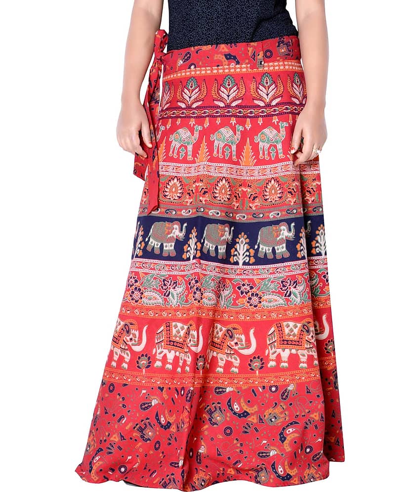 Sttoffa Cotton Wrap Skirt - Red