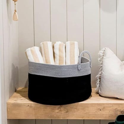 Generic Cotton Pack Of_1 14x12 Inch Laundry Storage Basket For Clothes (Grey-Black)-PID66428 Generic Cotton Pack Of_1 14x12 Inch Laundry Storage Basket For Clothes (Grey-Black)-PID66428