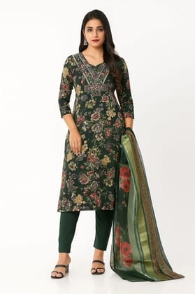Green Floral Anarkali Suit with Dupatta