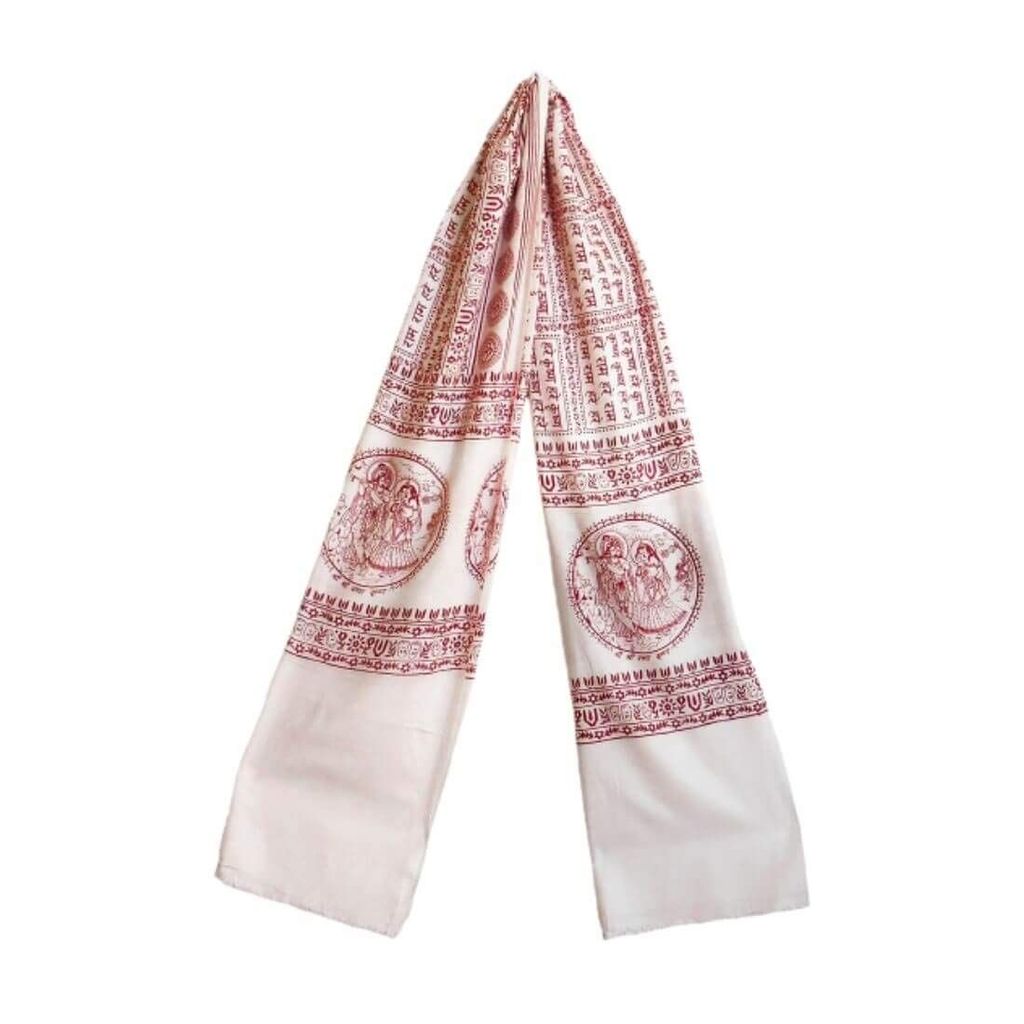 MAYAPURI White Namavali/Namabali | Chador Hare Krishna Hare Rama Print in Bengali - Pooja Needs | Buy online on ZillyBuy