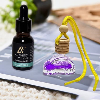 Aesthetic Living Car Aromatizer Diffuser Bottle with Essential Oil (Car Shape Bottle -10 ml + Eucalyptus Essential Oil, 15 ml) Aesthetic Living Car Aromatizer Diffuser Bottle with Essential Oil (Car Shape Bottle -10 ml + Eucalyptus Essential Oil, 15 ml)