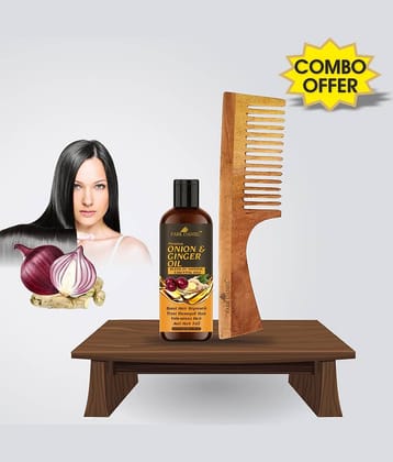 Park Daniel Onion Ginger Oil & Neem7.5Inch Wide tooth Comb Pack of 2