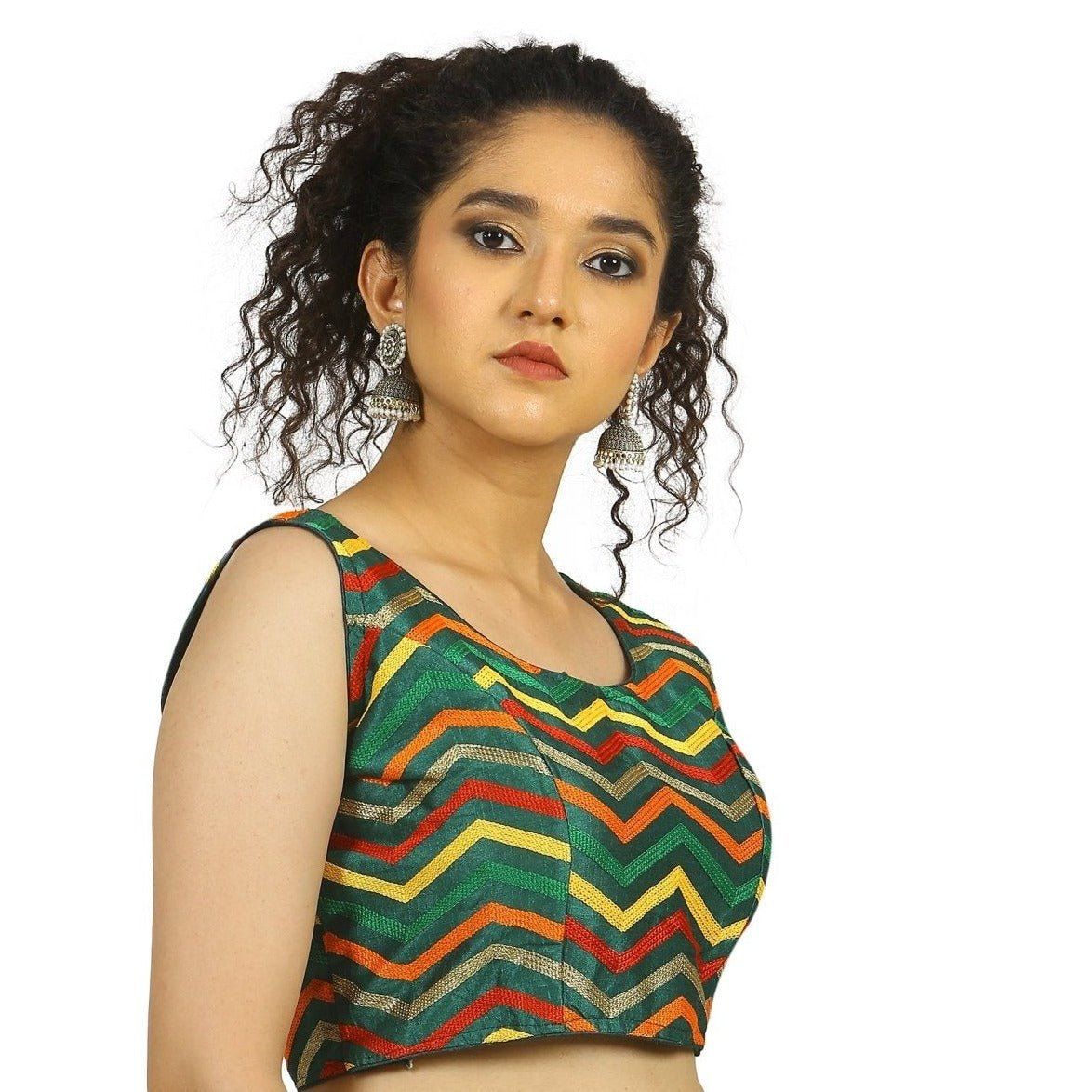 TheHangr Dark Green Zig-Zag Blouse -  32