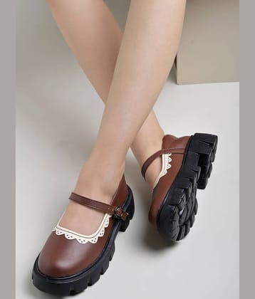 Shoetopia Round Toe Brown Mary Janes Bellies For Girls