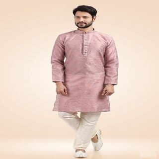 Raivat Ethnic Onion Pink Colour Jacquard Banarasi Silk Pintux Work Kurta Pajama 1811 Raivat Ethnic Onion Pink Colour Jacquard Banarasi Silk Pintux Work Kurta Pajama 1811