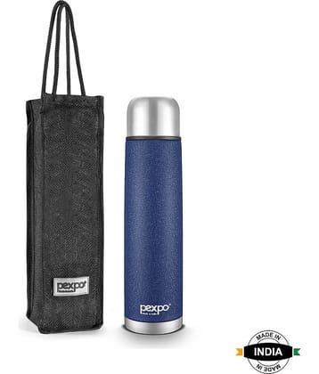 Pexpo 1000ml 24 Hrs Hot and Cold Flask with Jute-bag, Flamingo Vacuum insulated Bottle (Pack of 1, Blue)