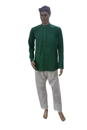 Cotton Green Full Sleeve Short Kurta 40 Size