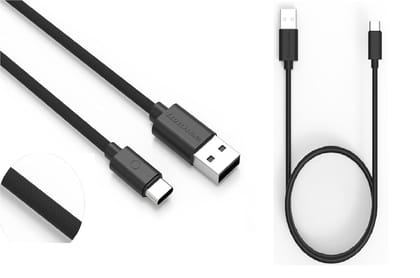 Twance 1  Meter PVC and Braided Type C to USB Fast charging and data transfer Cable,  Black Color (Pack of 2)