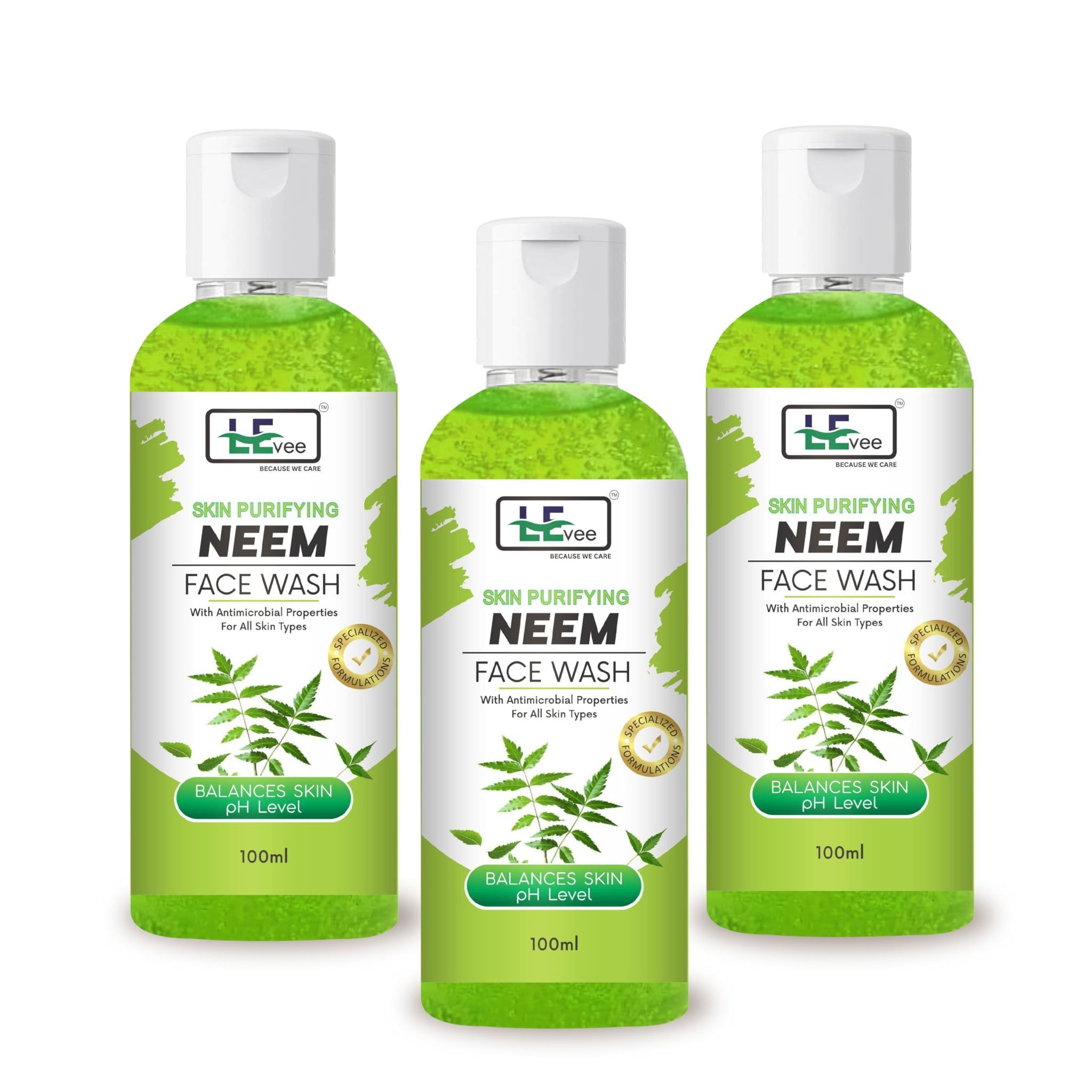 LEvee Neem Purifying Facewash for Men & Women. Pack of 3 | Face Wash (300 ml)