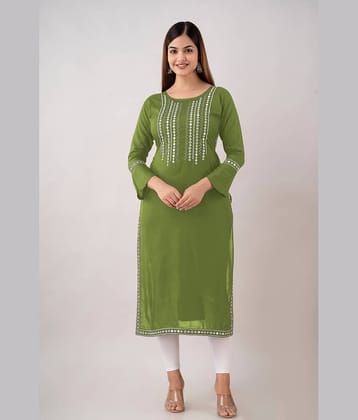 Kapadia - Green Rayon Women's Straight Kurti ( Pack of 1 )