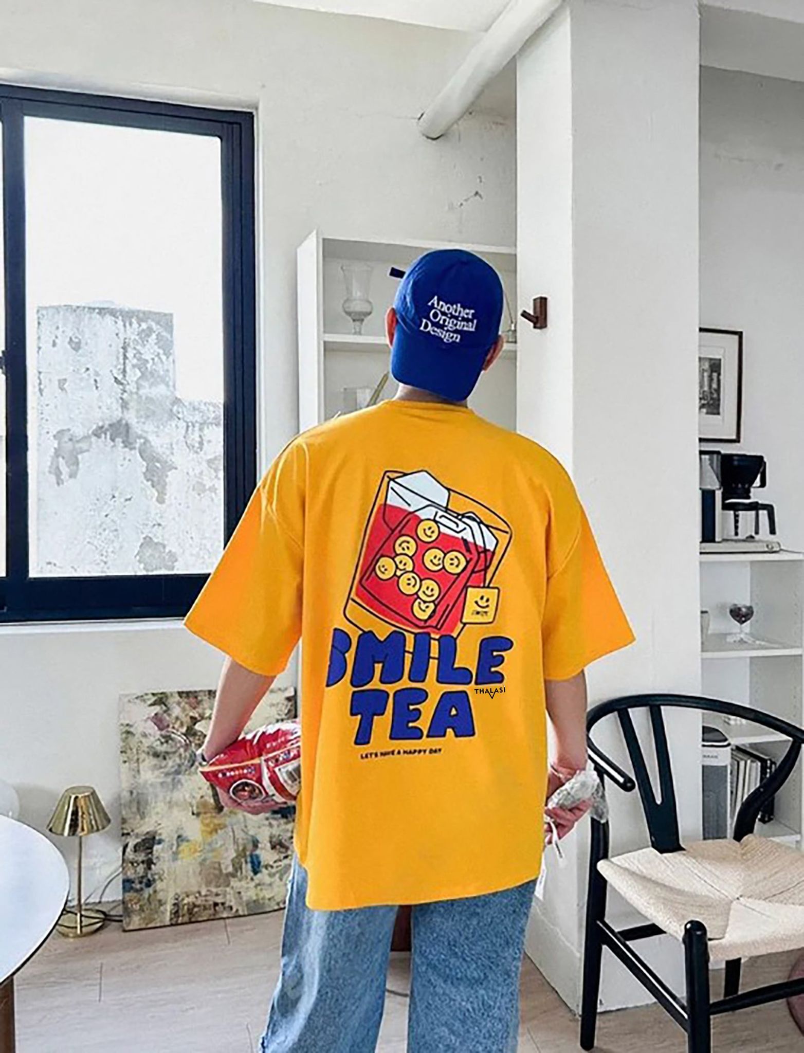 Korean Back Printed White Oversized T shirts for Men-S