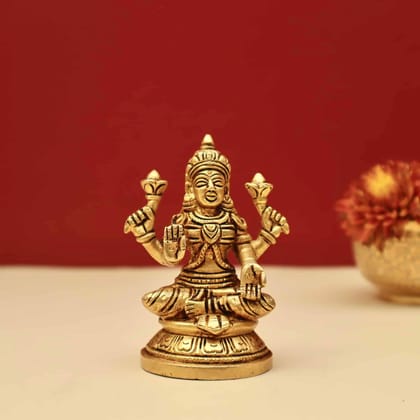 Brass Lakshmi Devi - 3.5 inch Height | Divine Brass Idol of Goddess Lakshmi for Prosperity and Wealth Brass Lakshmi Devi - 3.5 inch Height | Divine Brass Idol of Goddess Lakshmi for Prosperity and Wealth