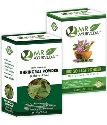 MR Ayurveda Indigo Powder & Bhringraj Powder Hair Scalp Treatment 200 g Pack of 2