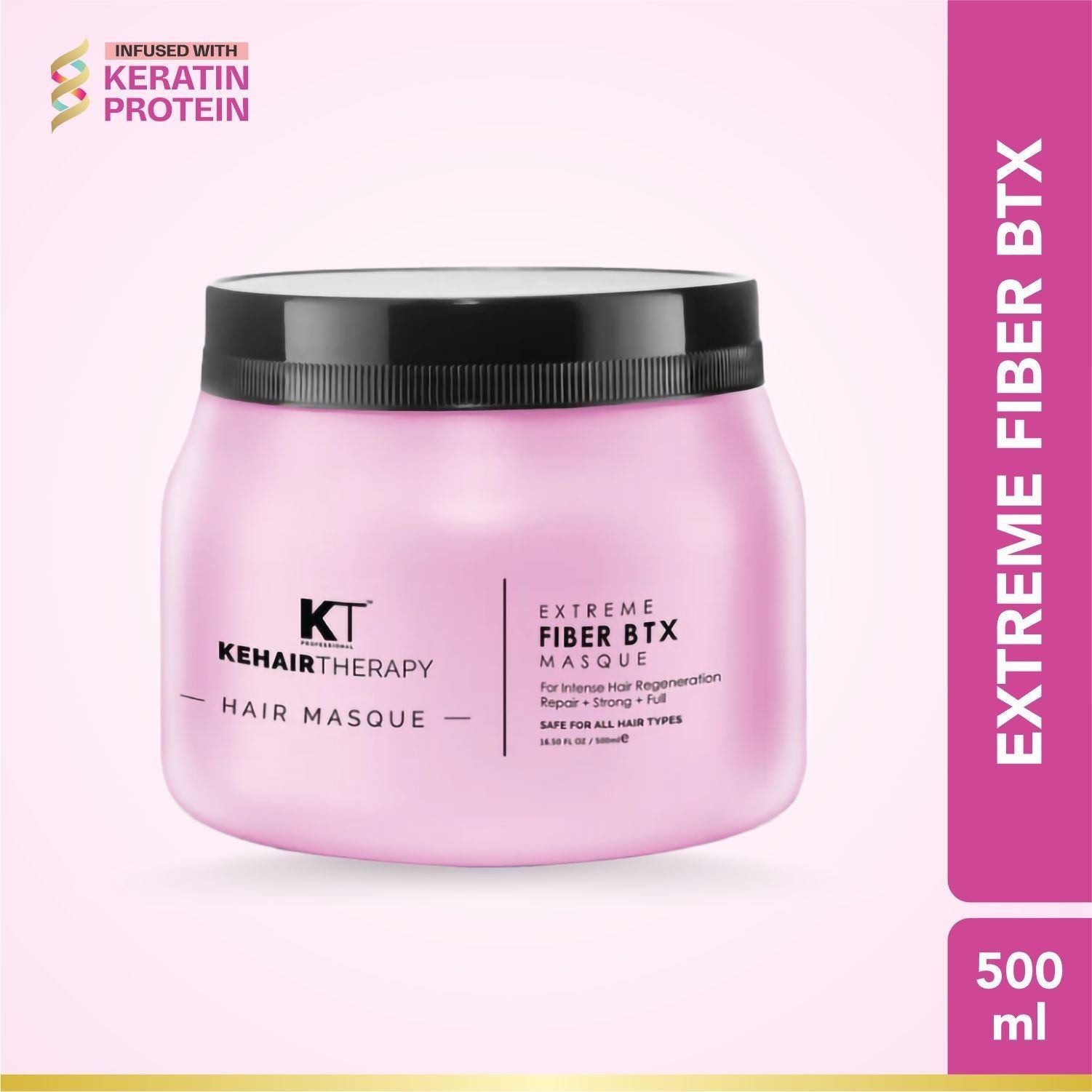 KT Professional Extreme Fiber BTX Hair Masque, Repair, Strength & Hydration - 500ml