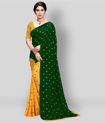 Anand Georgette Saree With Unstitched Blouse Piece ( Green )