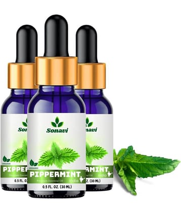 Sonavi Peppermint Stress Relief Essential Oil Green With Dropper 90 mL ( Pack of 3 )
