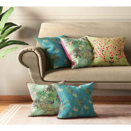 India Circus Bougainvillea Delights Cushion Cover Set Of 5