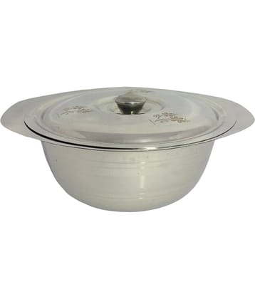 A & H ENTERPRISES Set of 1 Pc Laser Design Serving Bowls With Lid ( Dongas ) - Stainless Steel