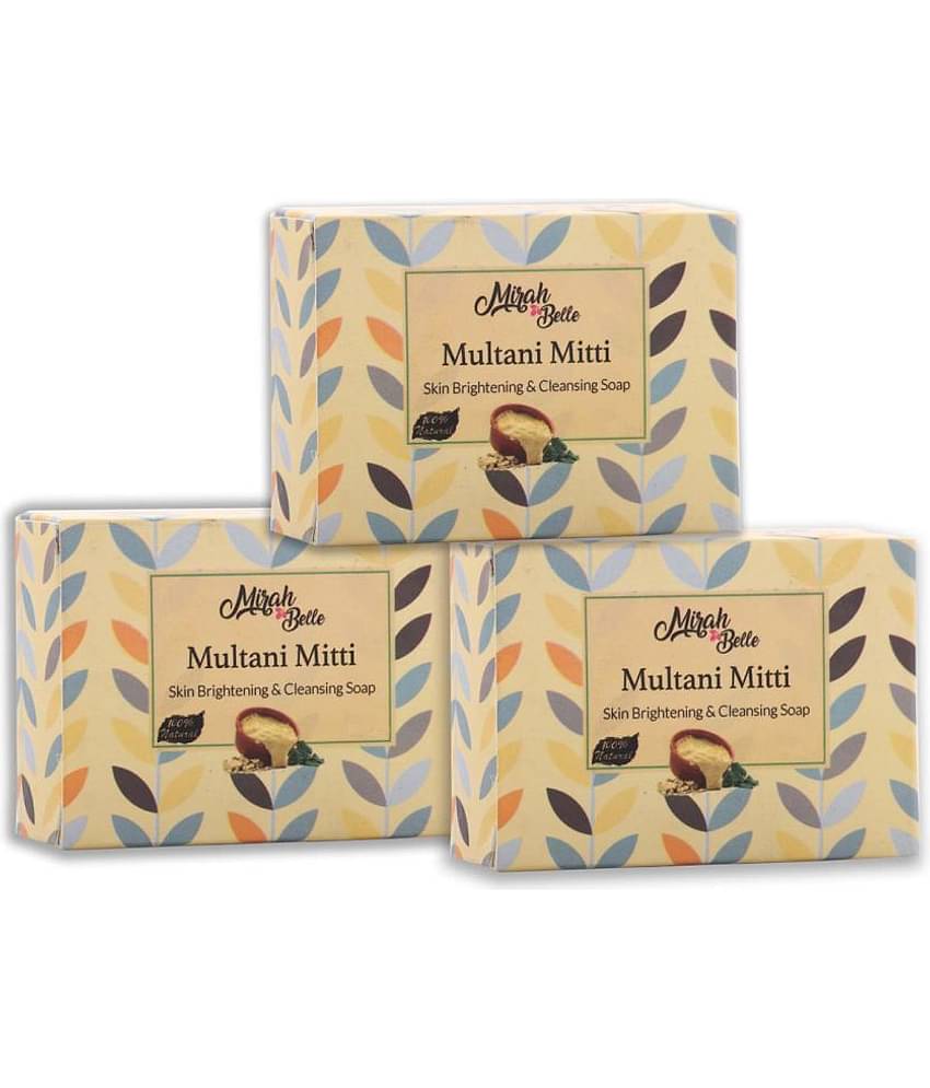 Mirah Belle - Organic Multani Mitti Healing Soap 125gm (Pack of 3) - For Skin Brightening- Handmade Soap 375gm