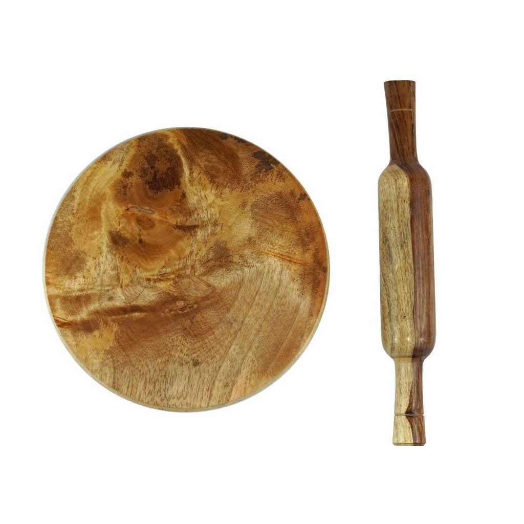 Wooden Handmade (9 Inch) Chakla-Belan, Rolling Pin Board Set for Kitchen.