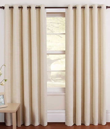 Tanishka Fabs Solid Semi-Transparent Eyelet Curtain 7 ft ( Pack of 2 ) - Beige