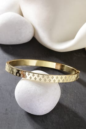 NVR Men Gold-Plated Stainless Steel  Kada Bracelet-Gold