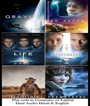 Gravity , Ad Astra , Life , Passengers , The Martian , Prometheus (6 Movies) in Hindi & English both play only in Computer or Laptop HD Quality without Poster