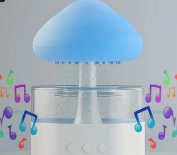 Mushroom Night Light with Raindrop Humidifier & Anti-spill Design