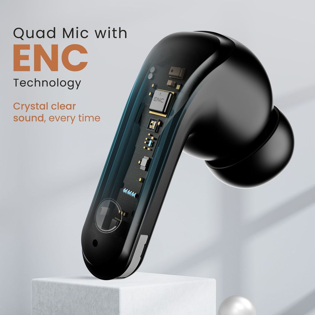 Cellecor BroPods C107 GLOSS TWS with 40H Playtime, ENC, 5.1v BT, 50ms Low Latency Gaming Bluetooth-Black