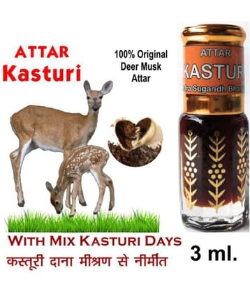 INDRA SUGANDH BHANDAR - Long-Lasting & Natural Kasturi Attar For Men & Women 3ml Pack Of 1