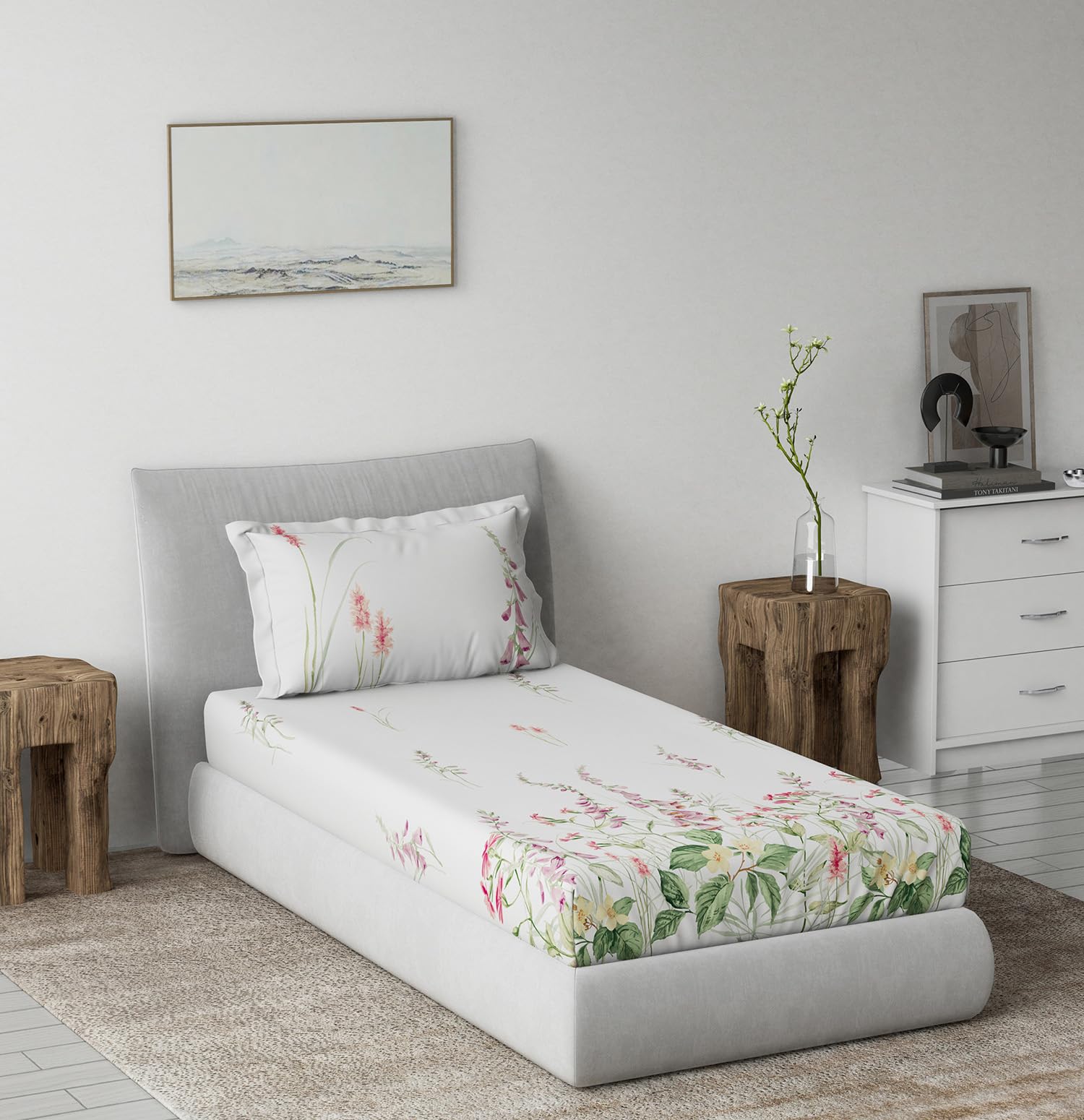 DDECOR - Radiance Collection 100% Cotton Classical Pattern 145TC Single Bedsheet|152 CM X 224 CM| - Pink