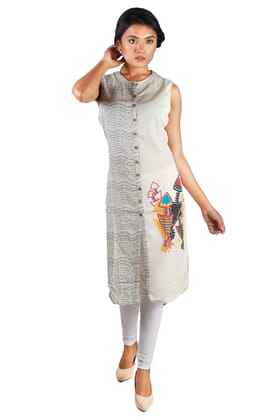 Women's Cotton Asymmetrical Cut, Block Print, Long Kurti