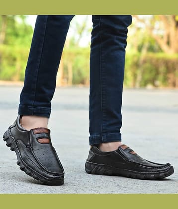 Rising Wolf 7088-Black Black Men's Slip-on Shoes