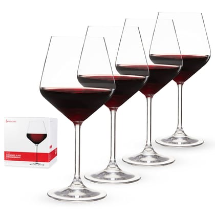 Spiegelau Style Burgundy Wine Glasses - (Set Of 4, Clear Crystal)