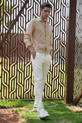 Jazz - 100% Linen Shirt - Beige-L-42 / BEIGE