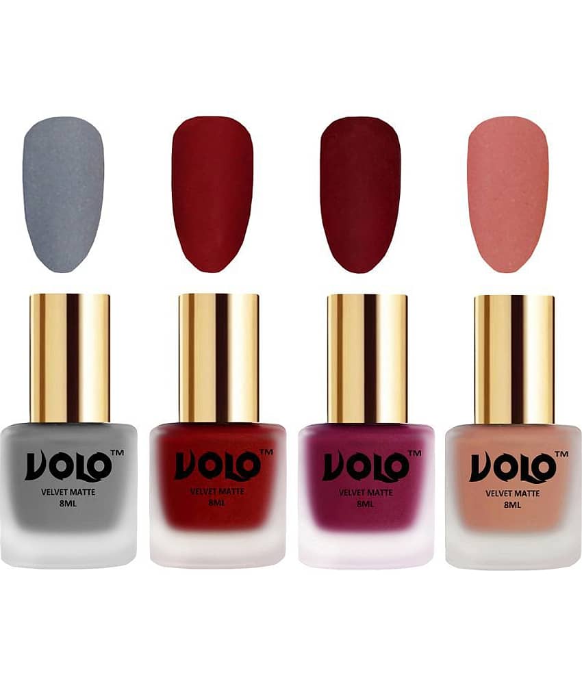 VOLO Velvet Dull Matte Posh Shades Nail Polish Multi Matte Pack of 4 32 mL