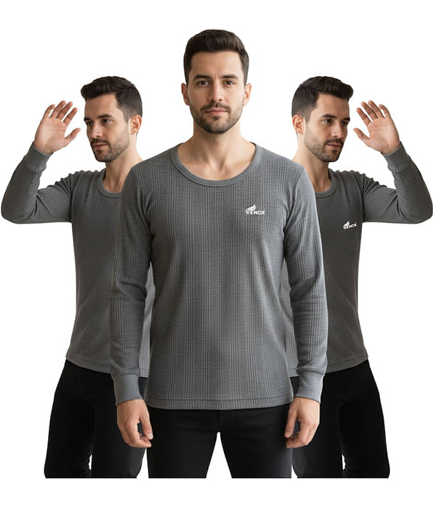 Renox Pack of 3 Polycotton Thermal Tops For Men's ( Grey )