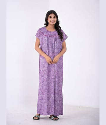 Apratim Purple Satin Women's Nightwear Nighty & Night Gowns ( Pack of 1 )