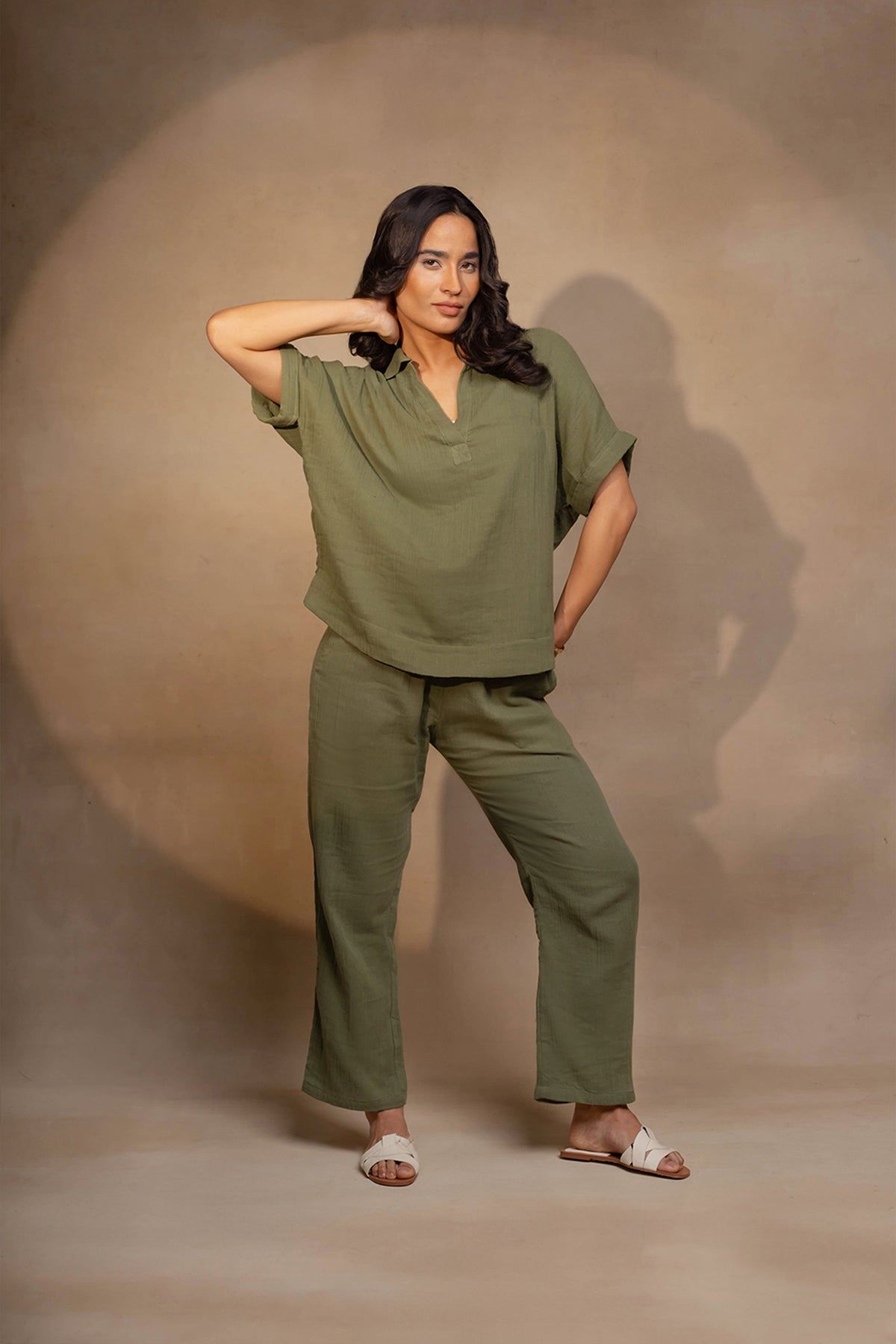 Lavasa Co-ord Set: Olive-XS-S
