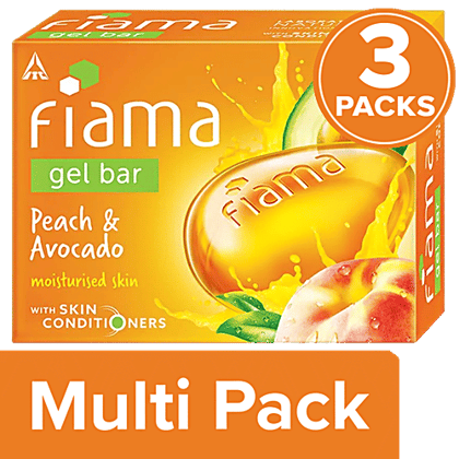 Fiama Peach & Avocado Gel Bar - For Moisturisation, With Skin Conditioners, 3x125 g Multipack